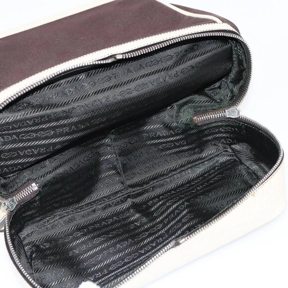 PRADA Hand Bag Canvas Silver Brown - Picture 11 of 15